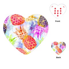 Colorful Pineapples Over A Blue Background Playing Cards (heart)  by DanaeStudio