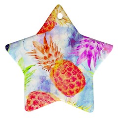 Colorful Pineapples Over A Blue Background Star Ornament (two Sides)  by DanaeStudio