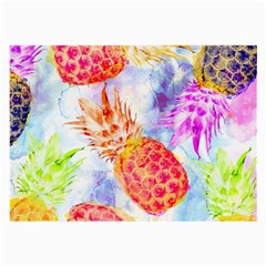 Colorful Pineapples Over A Blue Background Large Glasses Cloth (2-side)