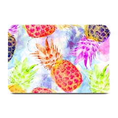 Colorful Pineapples Over A Blue Background Plate Mats