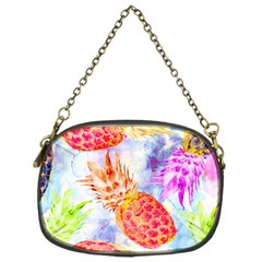 Colorful Pineapples Over A Blue Background Chain Purses (one Side) 