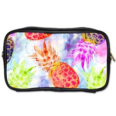 Colorful Pineapples Over A Blue Background Toiletries Bags