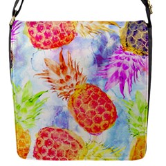 Colorful Pineapples Over A Blue Background Flap Messenger Bag (s)