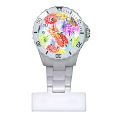 Colorful Pineapples Over A Blue Background Plastic Nurses Watch