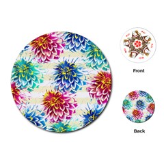 Colorful Dahlias Playing Cards (round) 