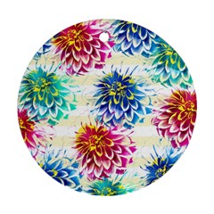 Colorful Dahlias Round Ornament (two Sides)  by DanaeStudio