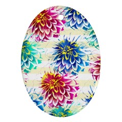 Colorful Dahlias Oval Ornament (two Sides)