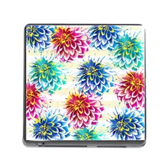 Colorful Dahlias Memory Card Reader (square) by DanaeStudio