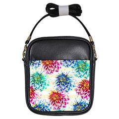 Colorful Dahlias Girls Sling Bags by DanaeStudio