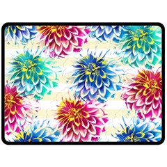 Colorful Dahlias Fleece Blanket (large)  by DanaeStudio