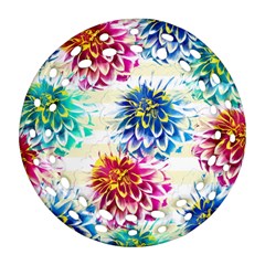 Colorful Dahlias Ornament (round Filigree) 