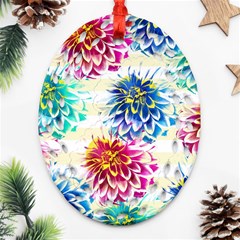 Colorful Dahlias Ornament (oval Filigree) 