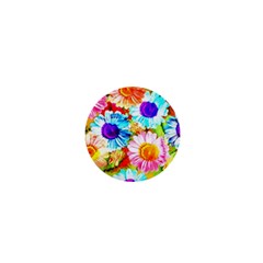 Colorful Daisy Garden 1  Mini Buttons by DanaeStudio