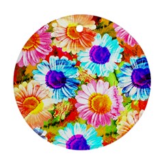 Colorful Daisy Garden Ornament (round)  by DanaeStudio