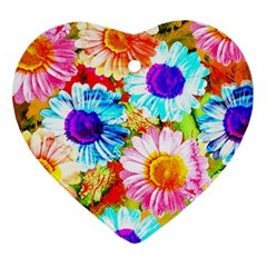 Colorful Daisy Garden Ornament (heart) 