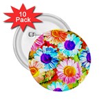 Colorful Daisy Garden 2.25  Buttons (10 pack)  Front