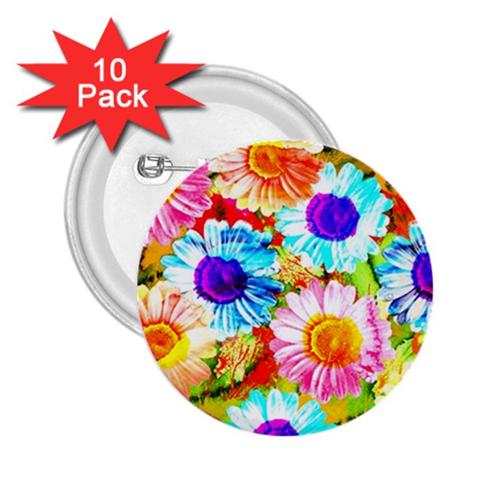 Colorful Daisy Garden 2.25  Buttons (10 pack) 