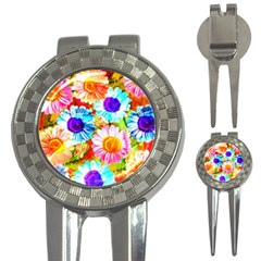 Colorful Daisy Garden 3-in-1 Golf Divots by DanaeStudio