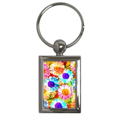 Colorful Daisy Garden Key Chains (rectangle) 