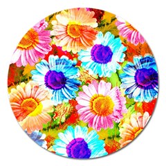 Colorful Daisy Garden Magnet 5  (round) by DanaeStudio