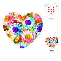 Colorful Daisy Garden Playing Cards (heart) 