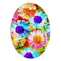 Colorful Daisy Garden Oval Ornament (two Sides)