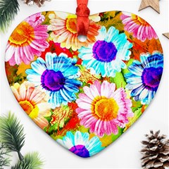 Colorful Daisy Garden Heart Ornament (2 Sides)