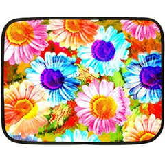 Colorful Daisy Garden Double Sided Fleece Blanket (mini)  by DanaeStudio