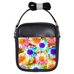 Colorful Daisy Garden Girls Sling Bags