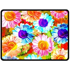 Colorful Daisy Garden Double Sided Fleece Blanket (large)  by DanaeStudio