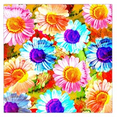 Colorful Daisy Garden Large Satin Scarf (square) by DanaeStudio