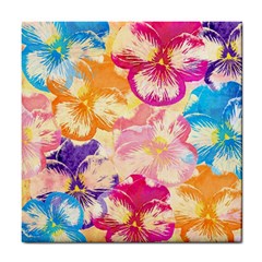 Colorful Pansies Field Tile Coasters by DanaeStudio