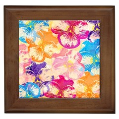 Colorful Pansies Field Framed Tiles by DanaeStudio