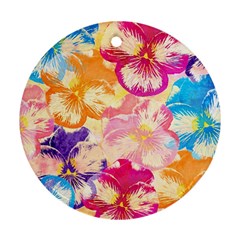 Colorful Pansies Field Ornament (round)  by DanaeStudio