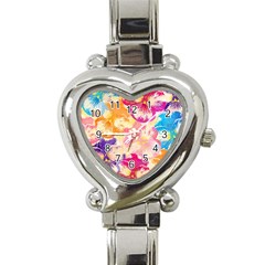 Colorful Pansies Field Heart Italian Charm Watch by DanaeStudio