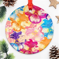 Colorful Pansies Field Round Ornament (two Sides) 