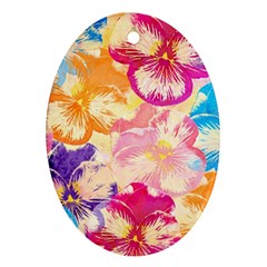 Colorful Pansies Field Oval Ornament (two Sides)