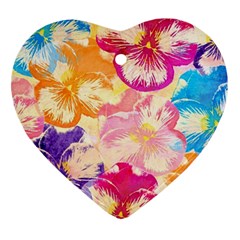 Colorful Pansies Field Heart Ornament (2 Sides)