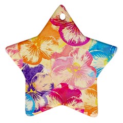 Colorful Pansies Field Star Ornament (two Sides) 