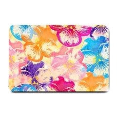 Colorful Pansies Field Small Doormat  by DanaeStudio