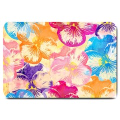 Colorful Pansies Field Large Doormat  by DanaeStudio