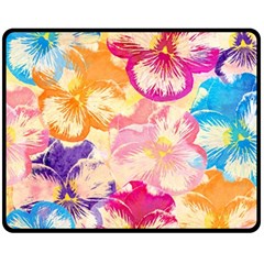 Colorful Pansies Field Fleece Blanket (medium)  by DanaeStudio