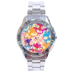 Colorful Pansies Field Stainless Steel Analogue Watch by DanaeStudio