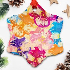 Colorful Pansies Field Snowflake Ornament (2-side)