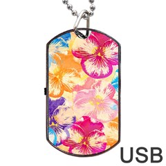 Colorful Pansies Field Dog Tag Usb Flash (one Side) by DanaeStudio