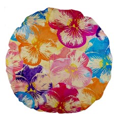 Colorful Pansies Field Large 18  Premium Round Cushions by DanaeStudio