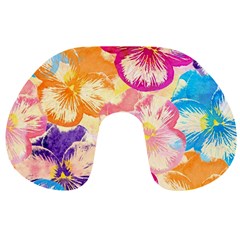 Colorful Pansies Field Travel Neck Pillows by DanaeStudio