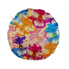 Colorful Pansies Field Standard 15  Premium Flano Round Cushions by DanaeStudio