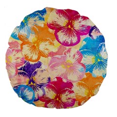 Colorful Pansies Field Large 18  Premium Flano Round Cushions by DanaeStudio