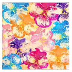 Colorful Pansies Field Large Satin Scarf (square) by DanaeStudio